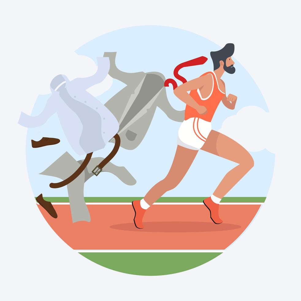 Businessman running in a  racetrack vector