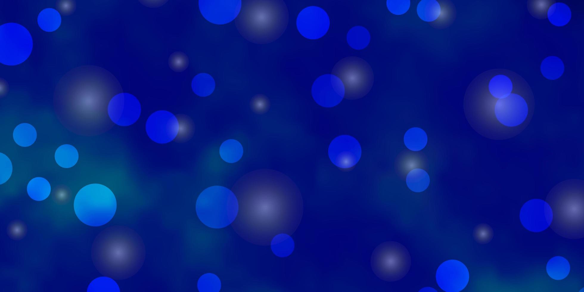 textura de vector azul claro con círculos, estrellas.