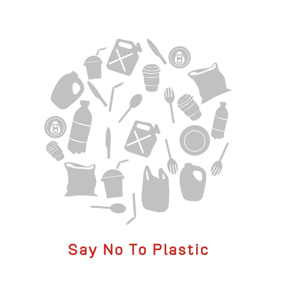 Say no to plastic awareness campaign icons vector