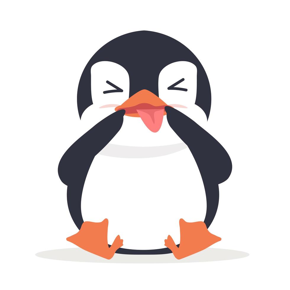 Cute funny fat penguin vector