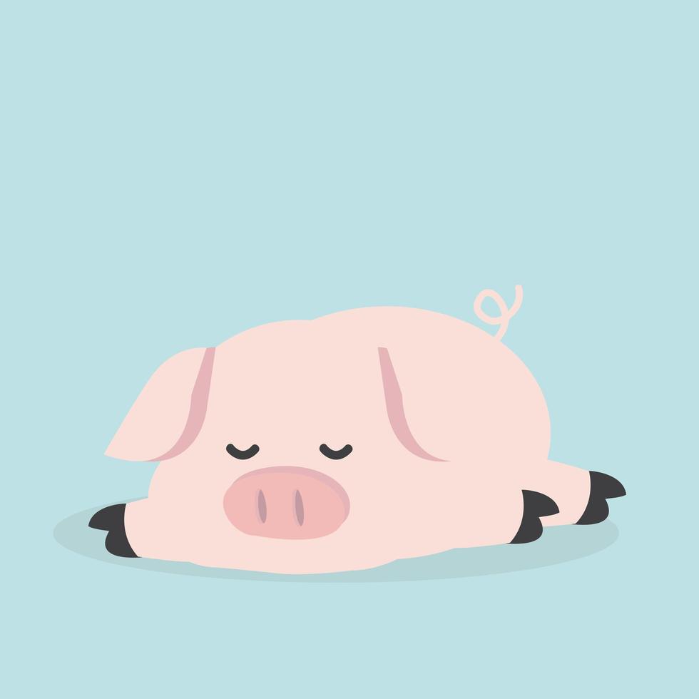 lindo cerdo durmiendo dibujos animados vector