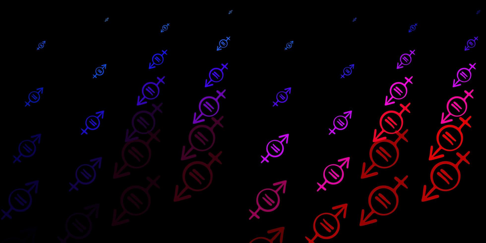 patrón de vector azul oscuro, rojo con elementos de feminismo.