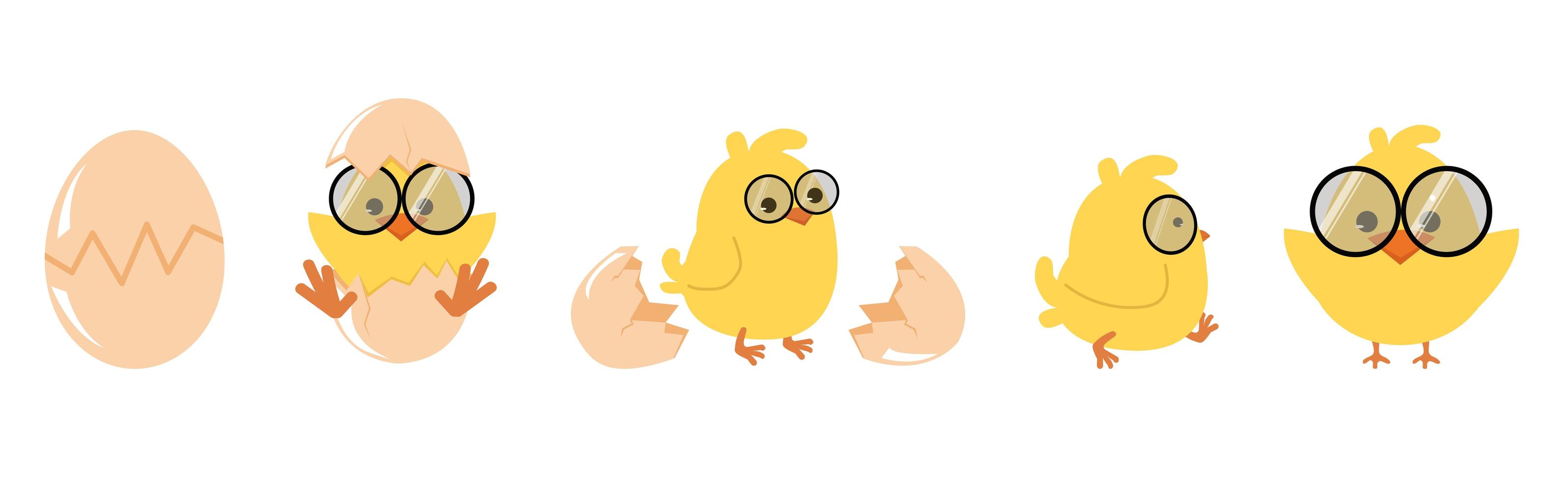 lindo pollito eclosión huevo vector de dibujos animados conjunto