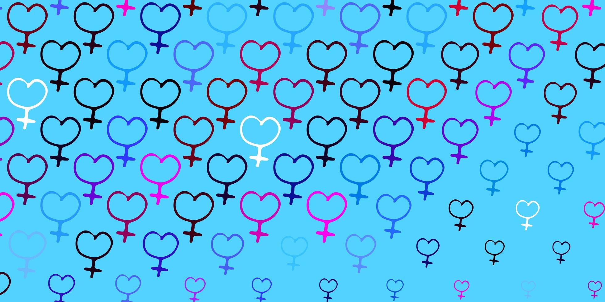 Light Blue, Red vector pattern with feminism elements.