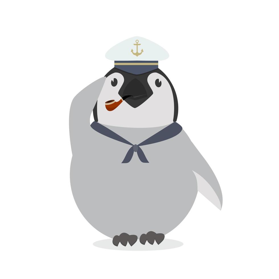 Cute sailor penguin vector