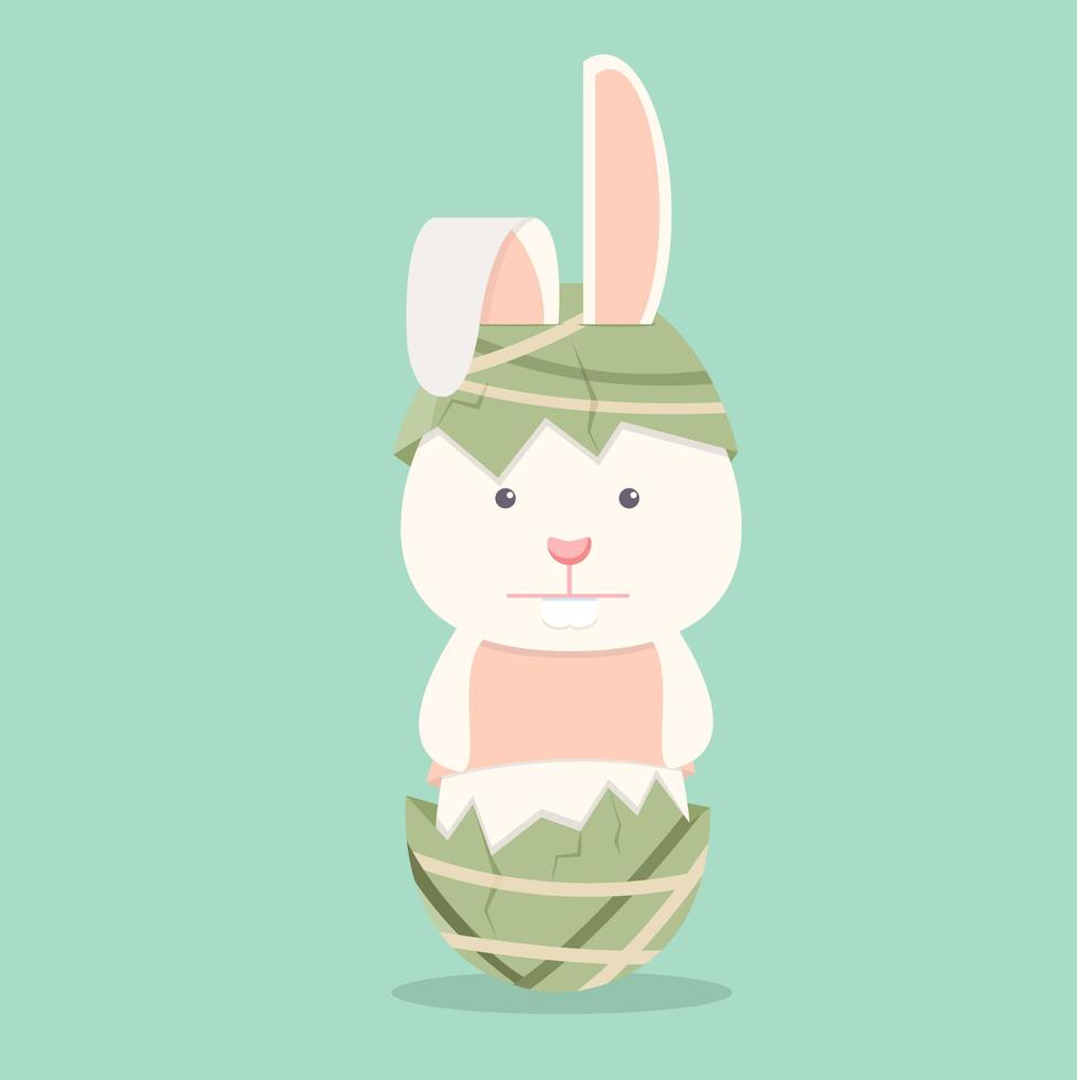 Flat Funny rabbit with easter egg vector