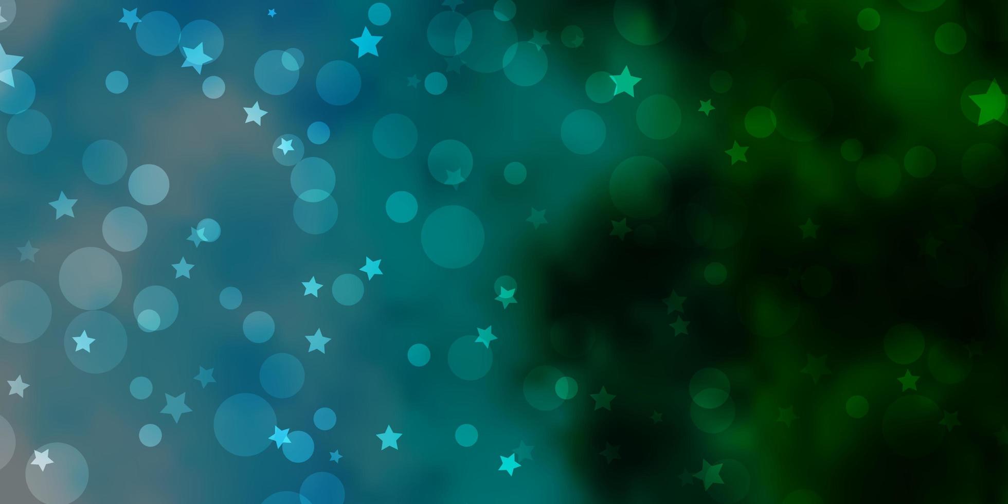 Light Blue, Green vector background with circles, stars