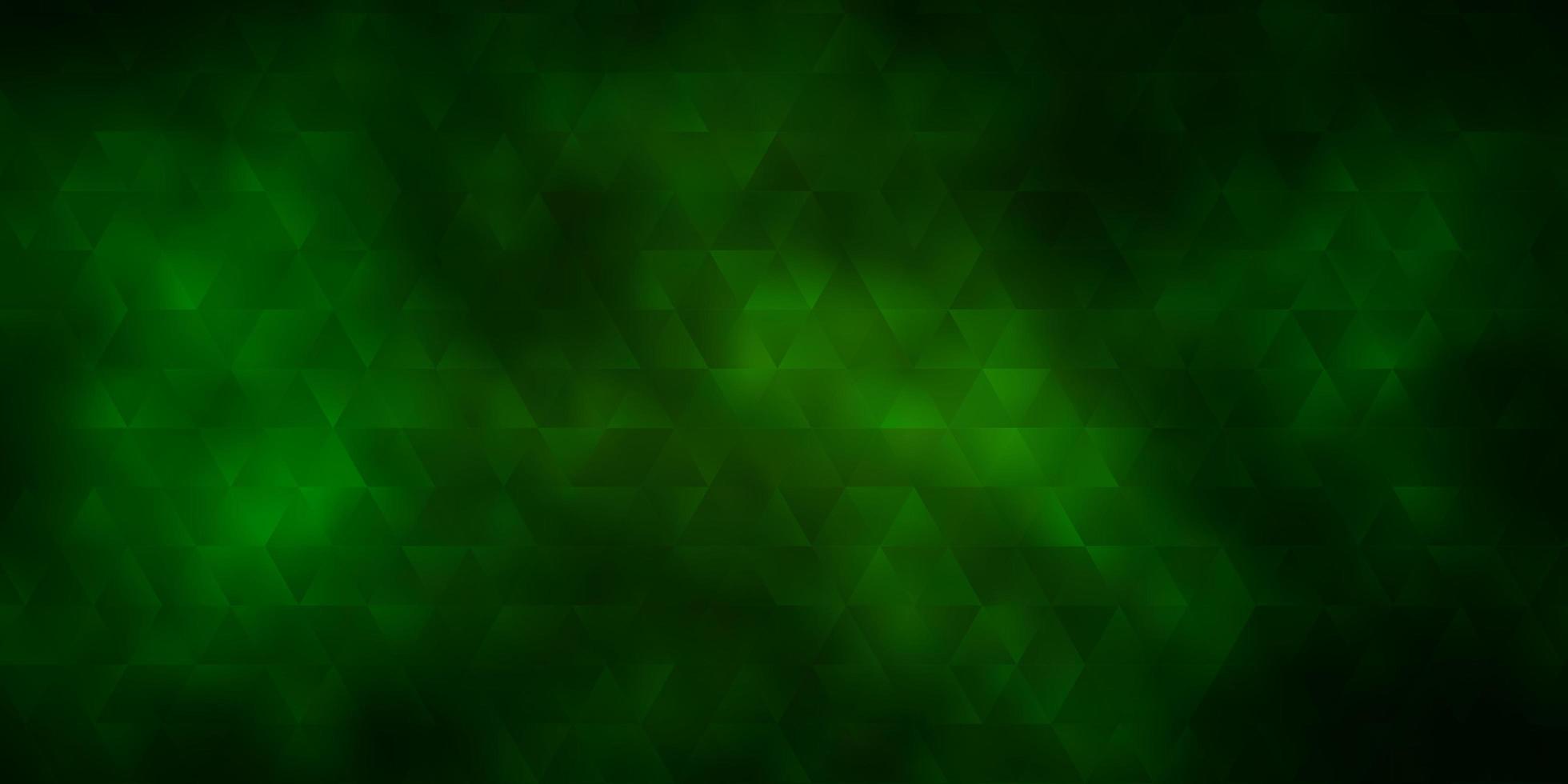 Dark Green vector backdrop with lines, triangles.