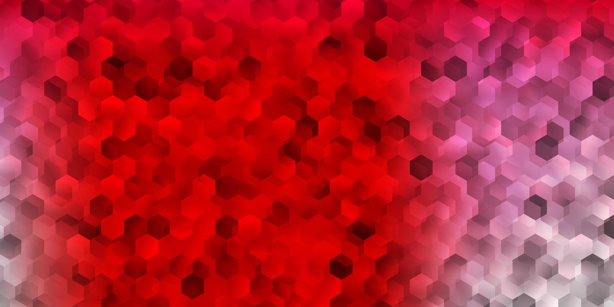 Telón de fondo de vector rojo claro con un lote de hexágonos.