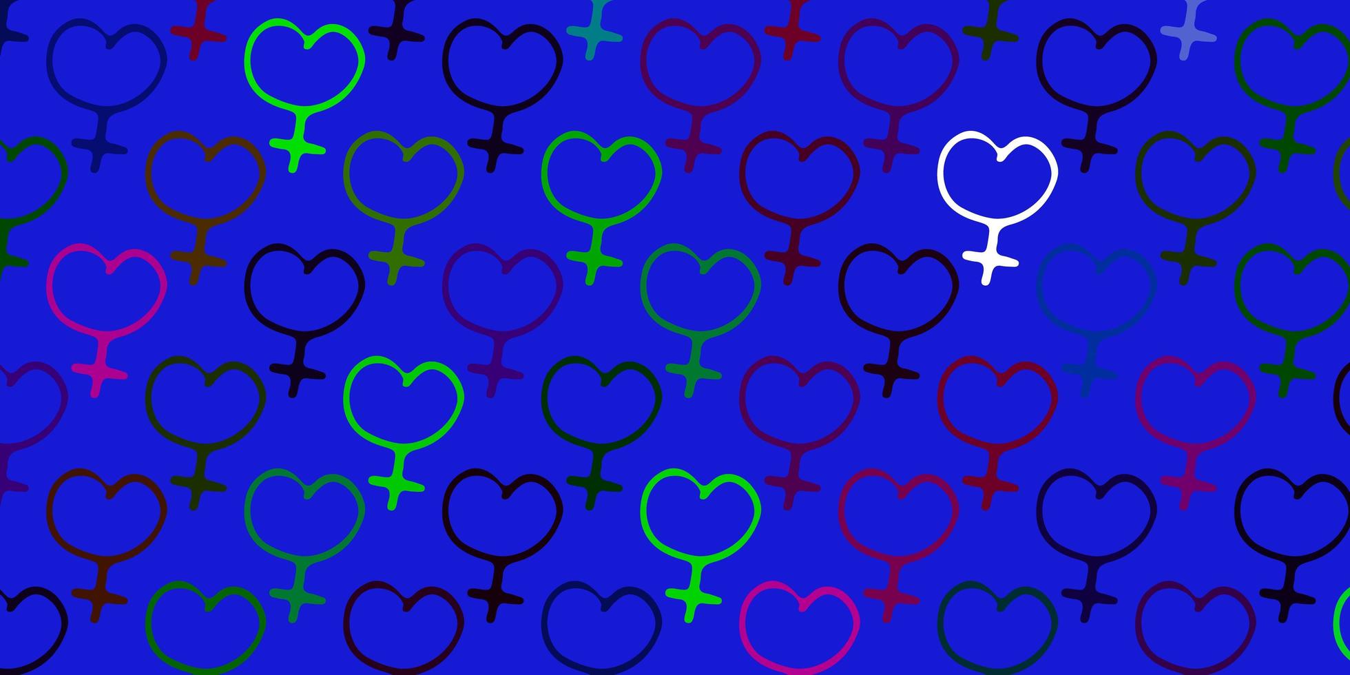 Light Multicolor vector backdrop with woman's power symbols.