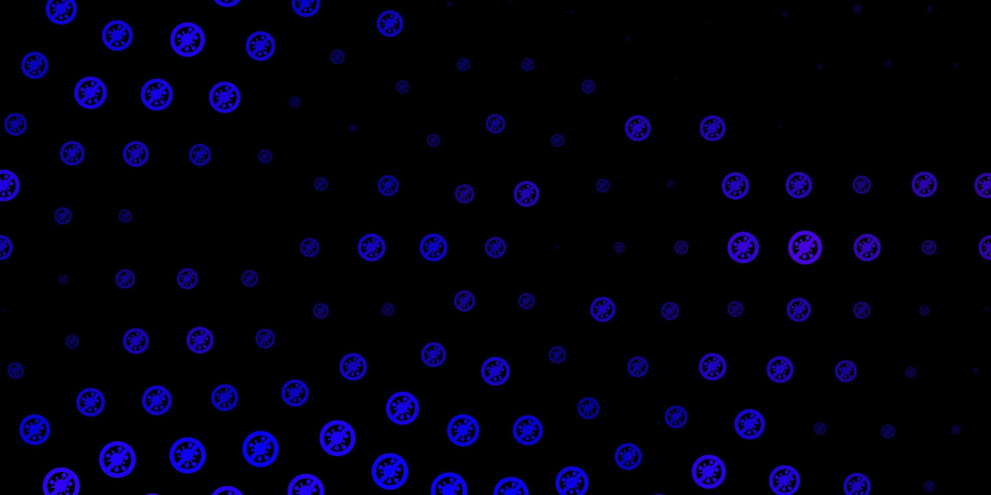 patrón de vector púrpura oscuro con elementos de coronavirus.