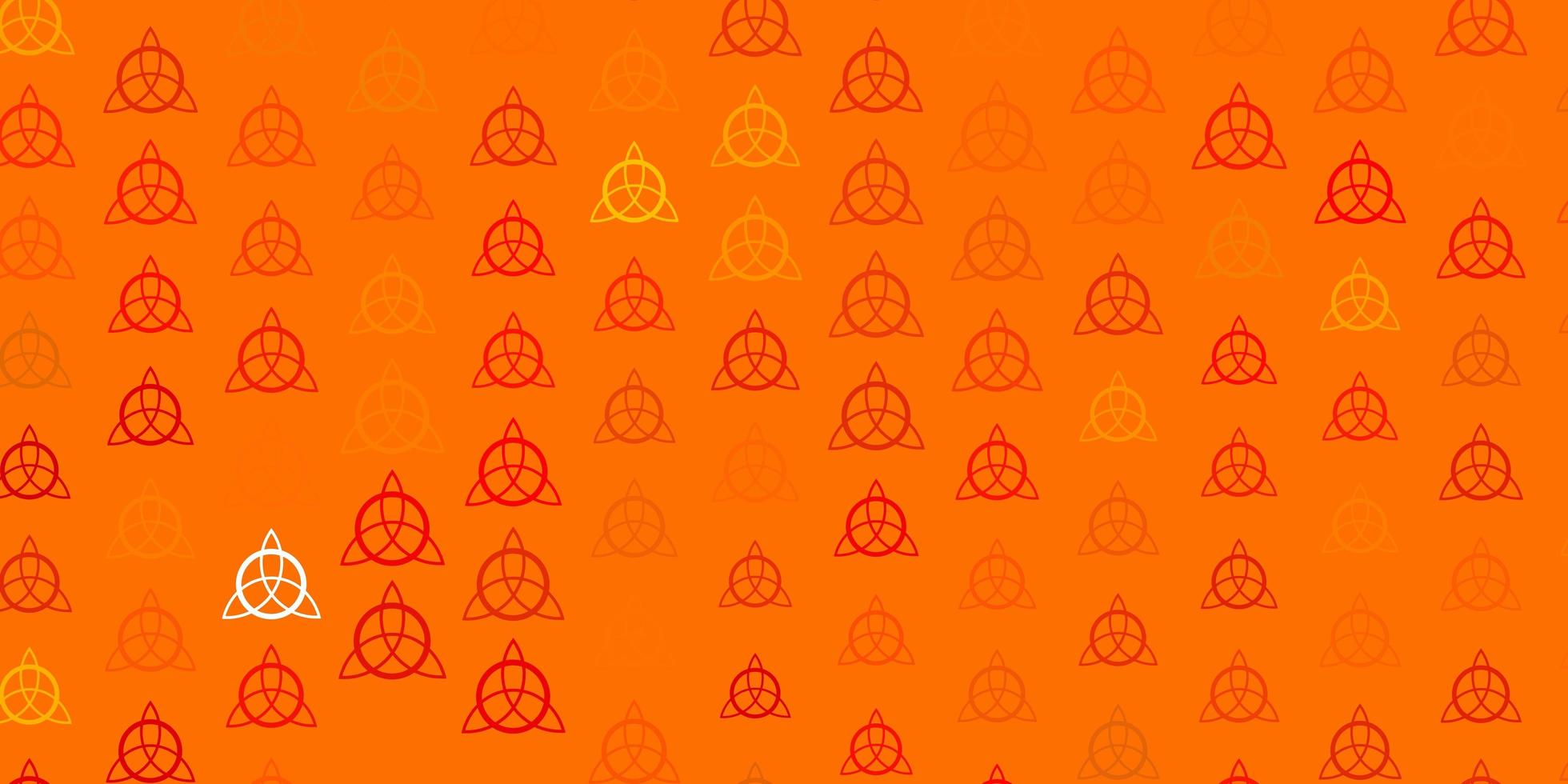 textura de vector naranja claro con símbolos religiosos.