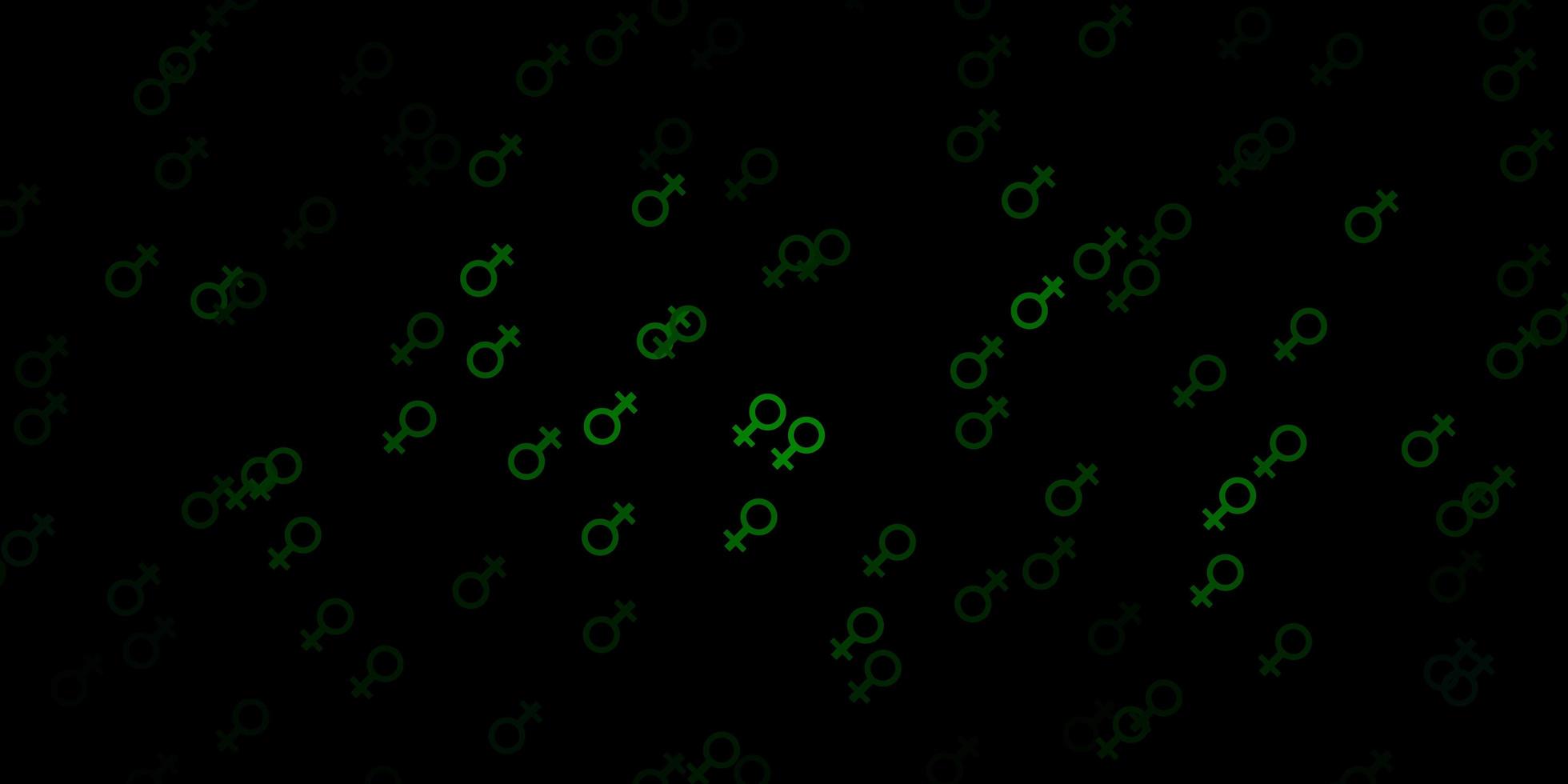 Dark Green vector texture with women's rights symbols.