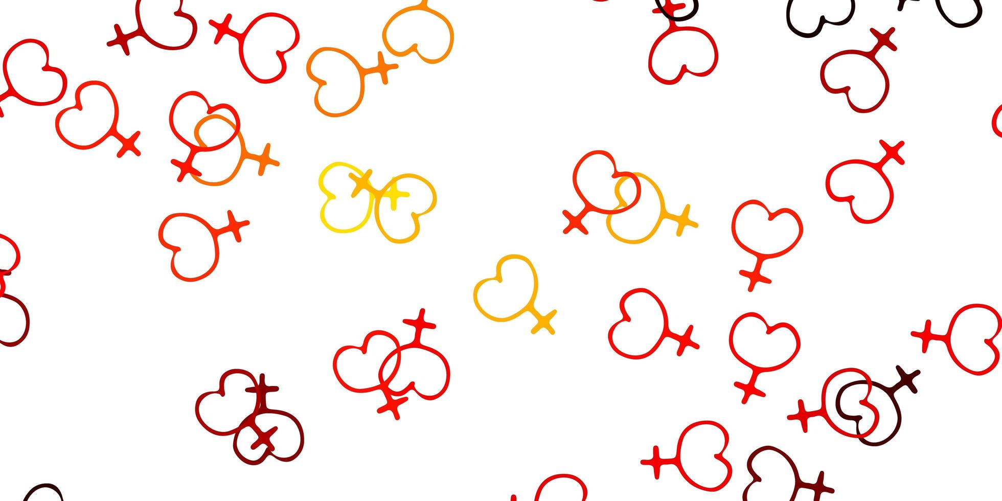 Light Red, Yellow vector pattern with feminism elements.