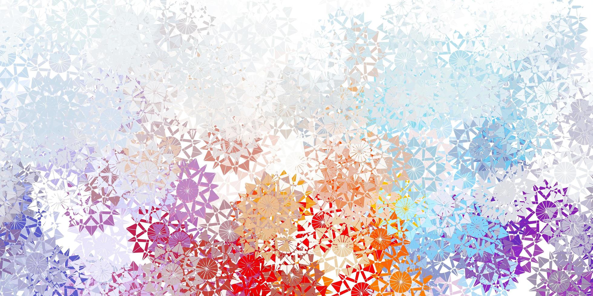 Light blue, red vector beautiful snowflakes backdrop with flowers.