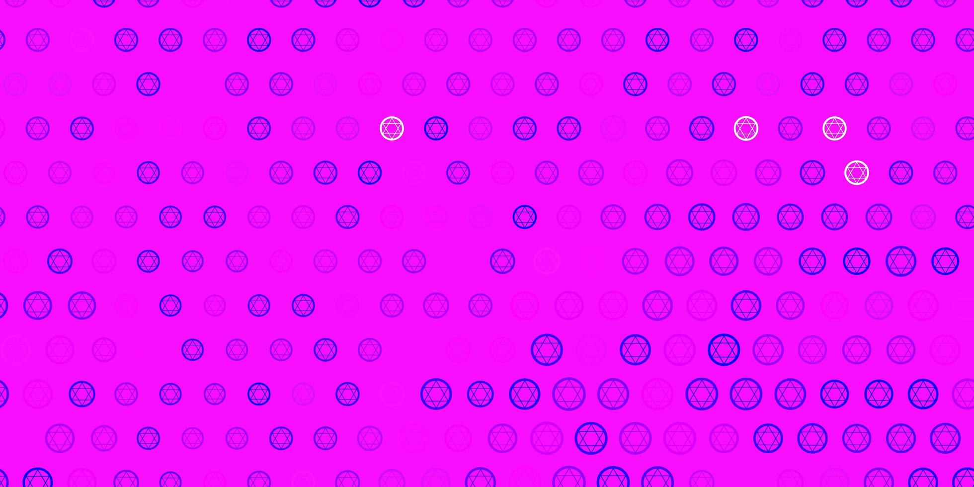 Light Pink, Blue vector background with occult symbols.