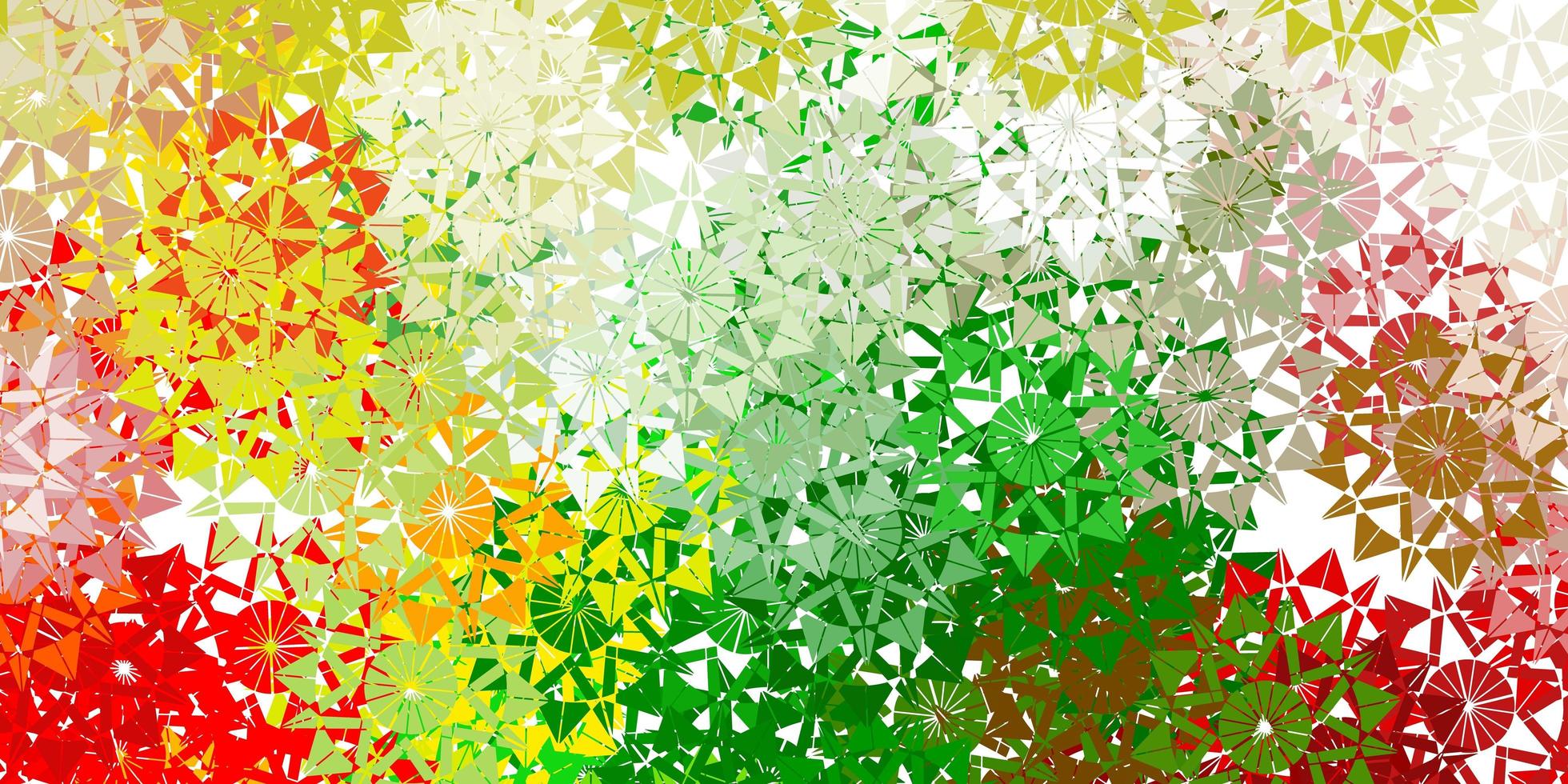 Light green, red vector beautiful snowflakes backdrop with flowers.