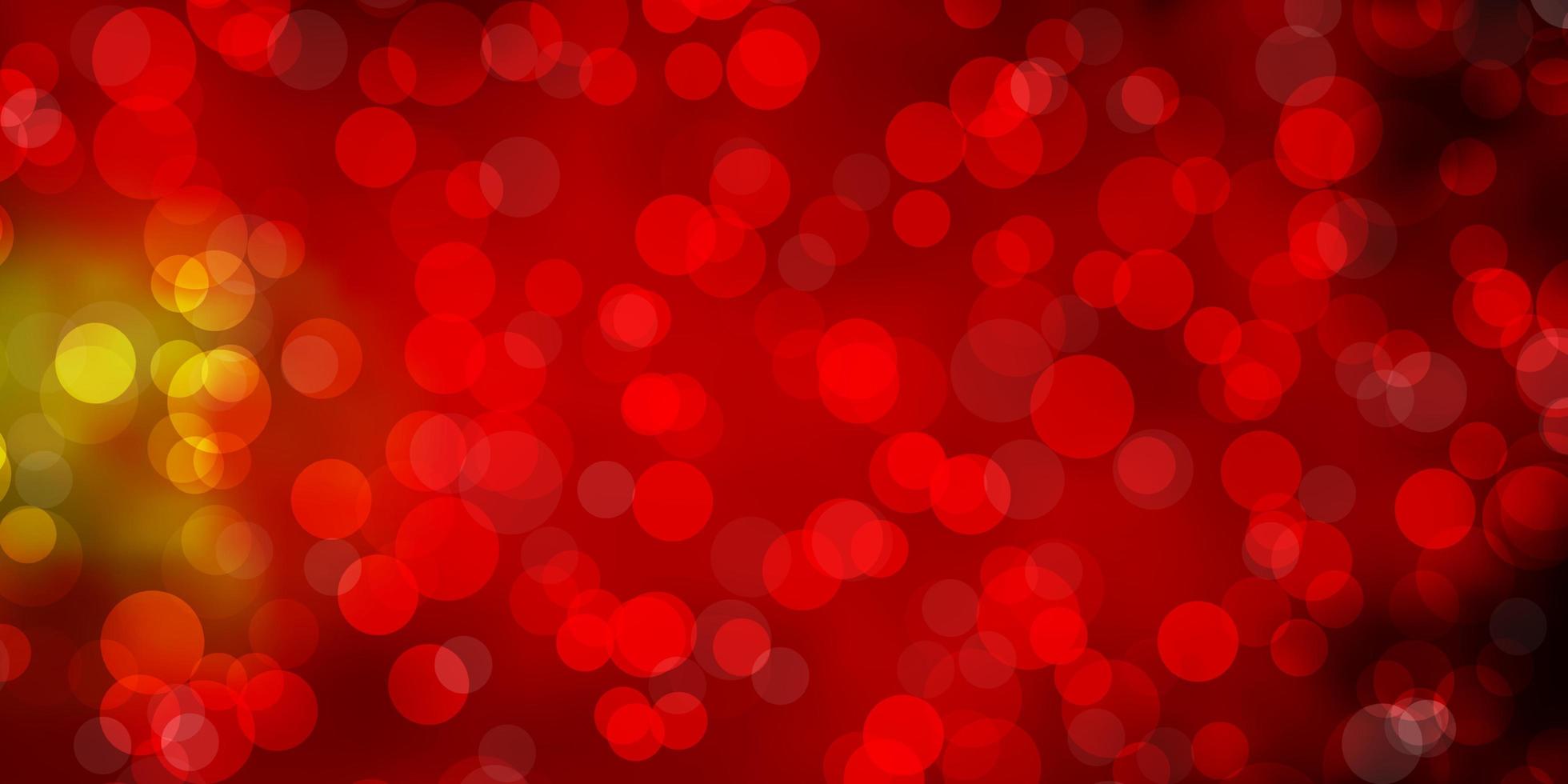 Dark Red, Yellow vector background with circles