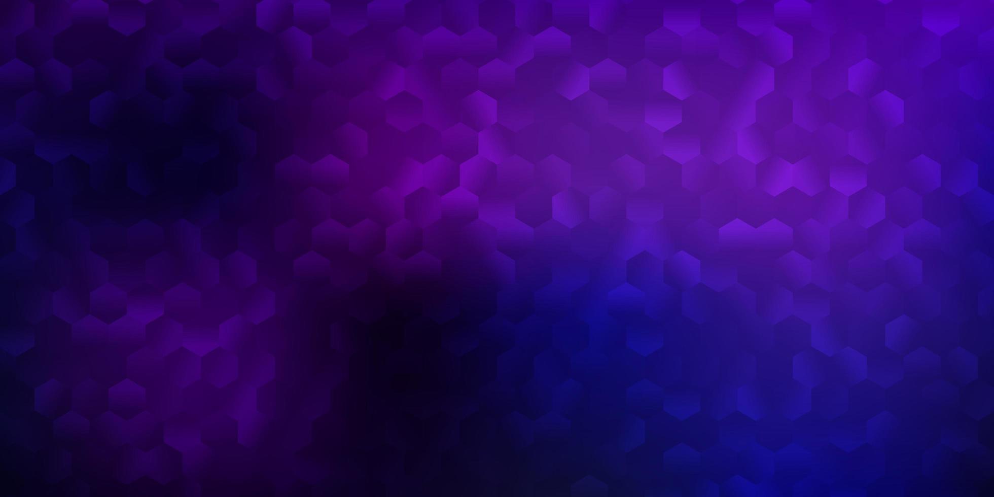 Dark purple, pink vector background with hexagonal shapes.