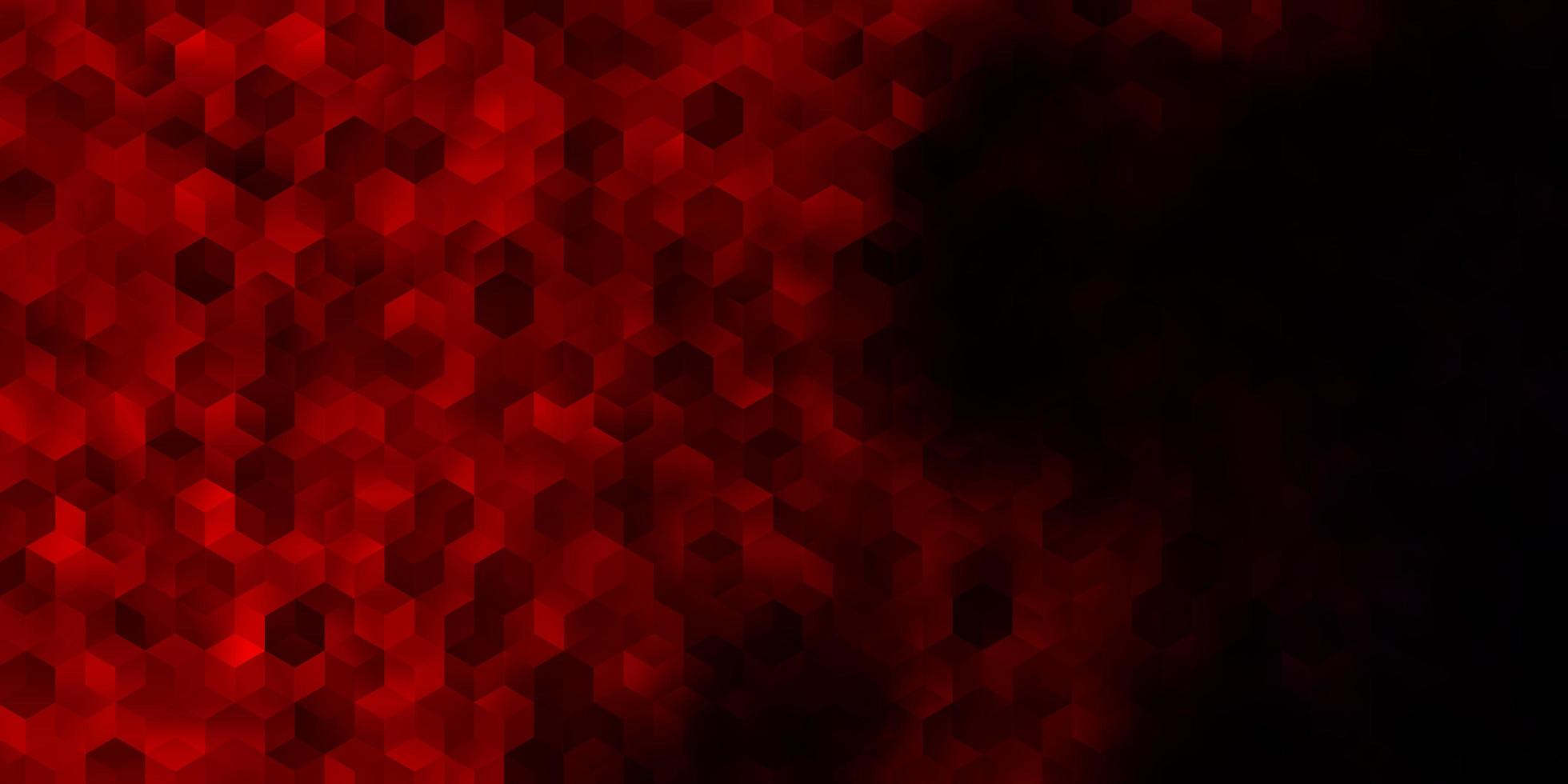 Fondo de vector rojo oscuro con conjunto de hexágonos.