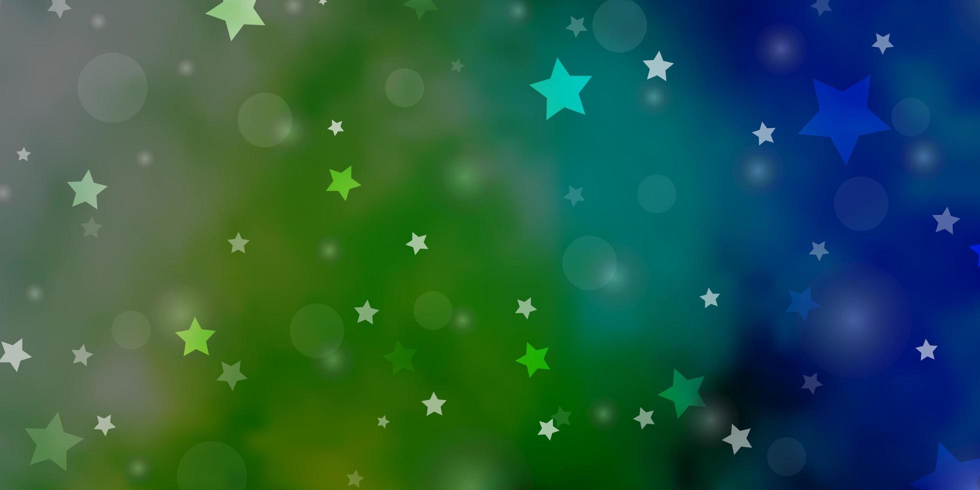 diseño de vector azul claro, verde con círculos, estrellas.