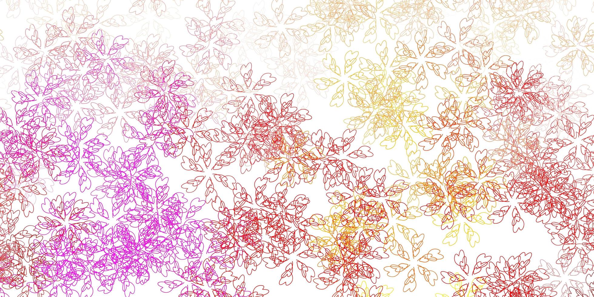 Light pink, yellow vector abstract texture with leaves.