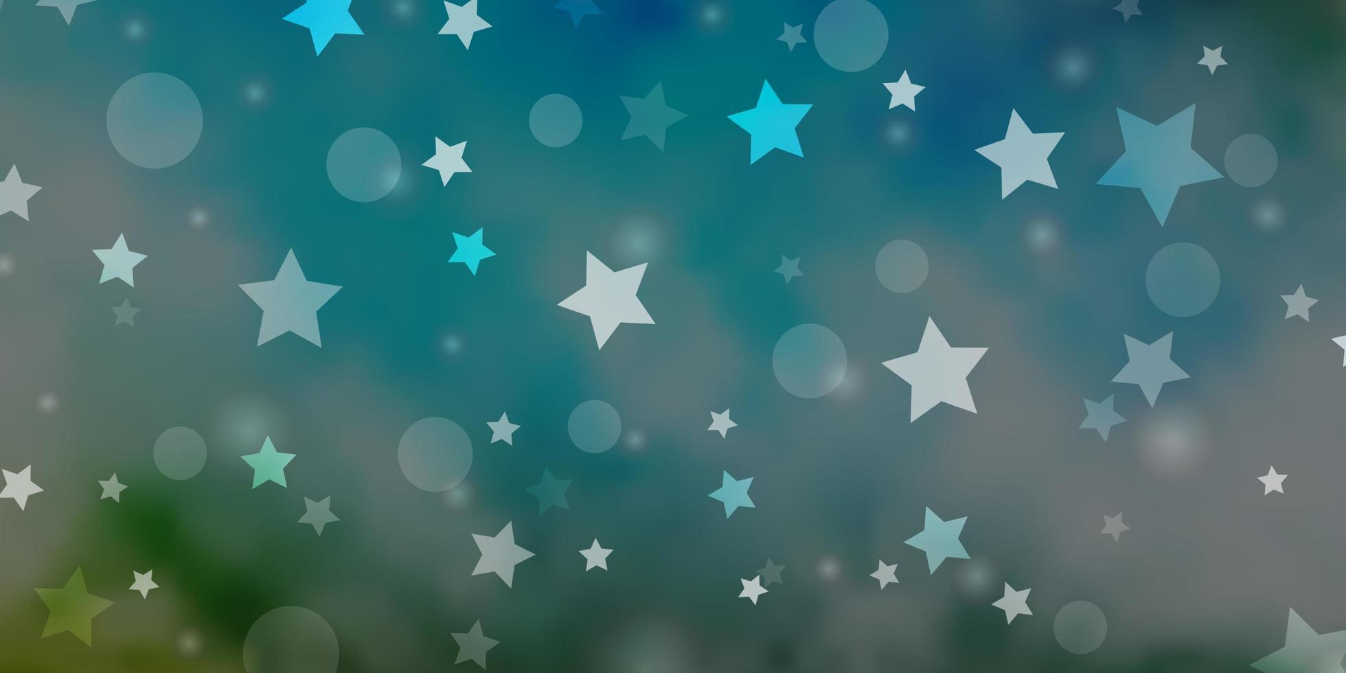 Light Blue, Green vector background with circles, stars