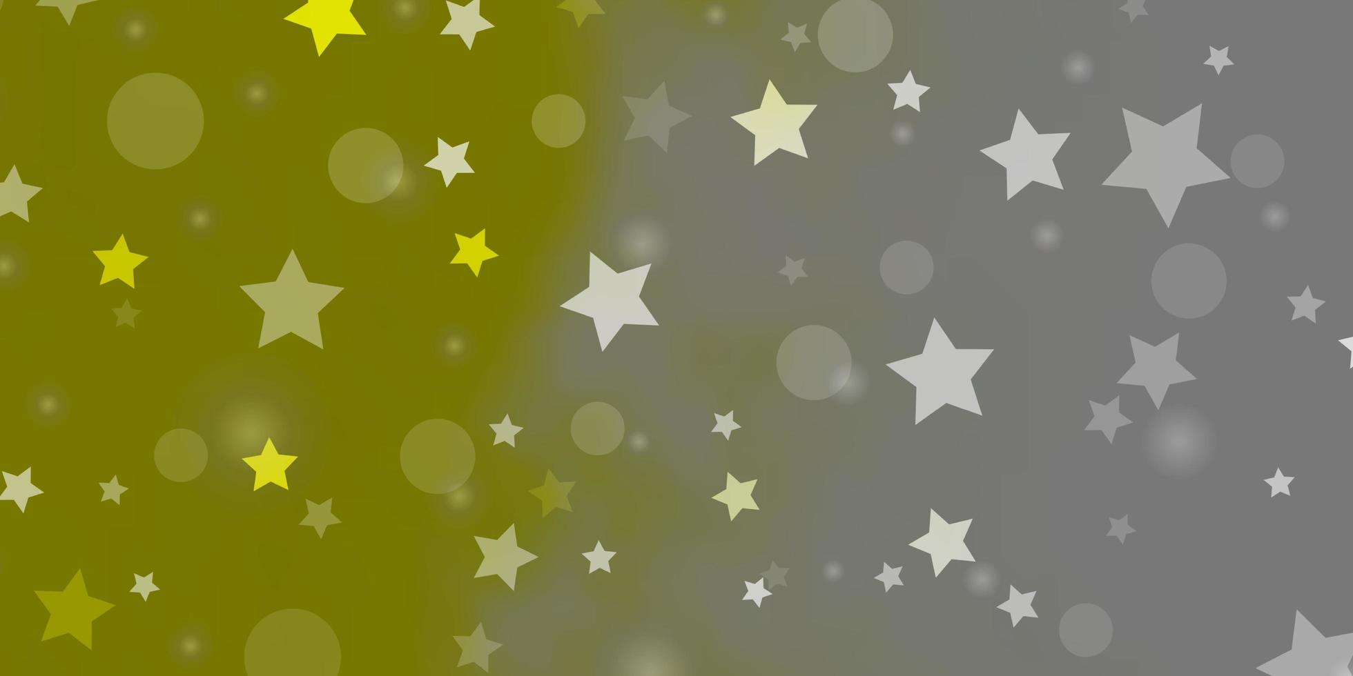 diseño de vector amarillo claro con círculos, estrellas.