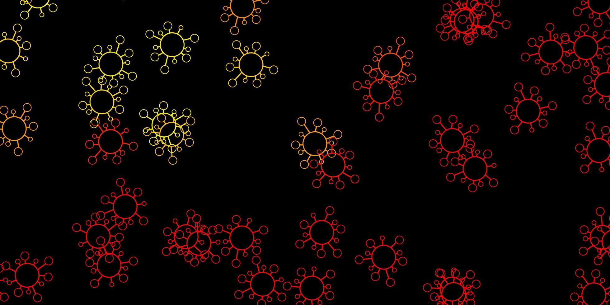 textura de vector rojo oscuro, amarillo con símbolos de enfermedades.