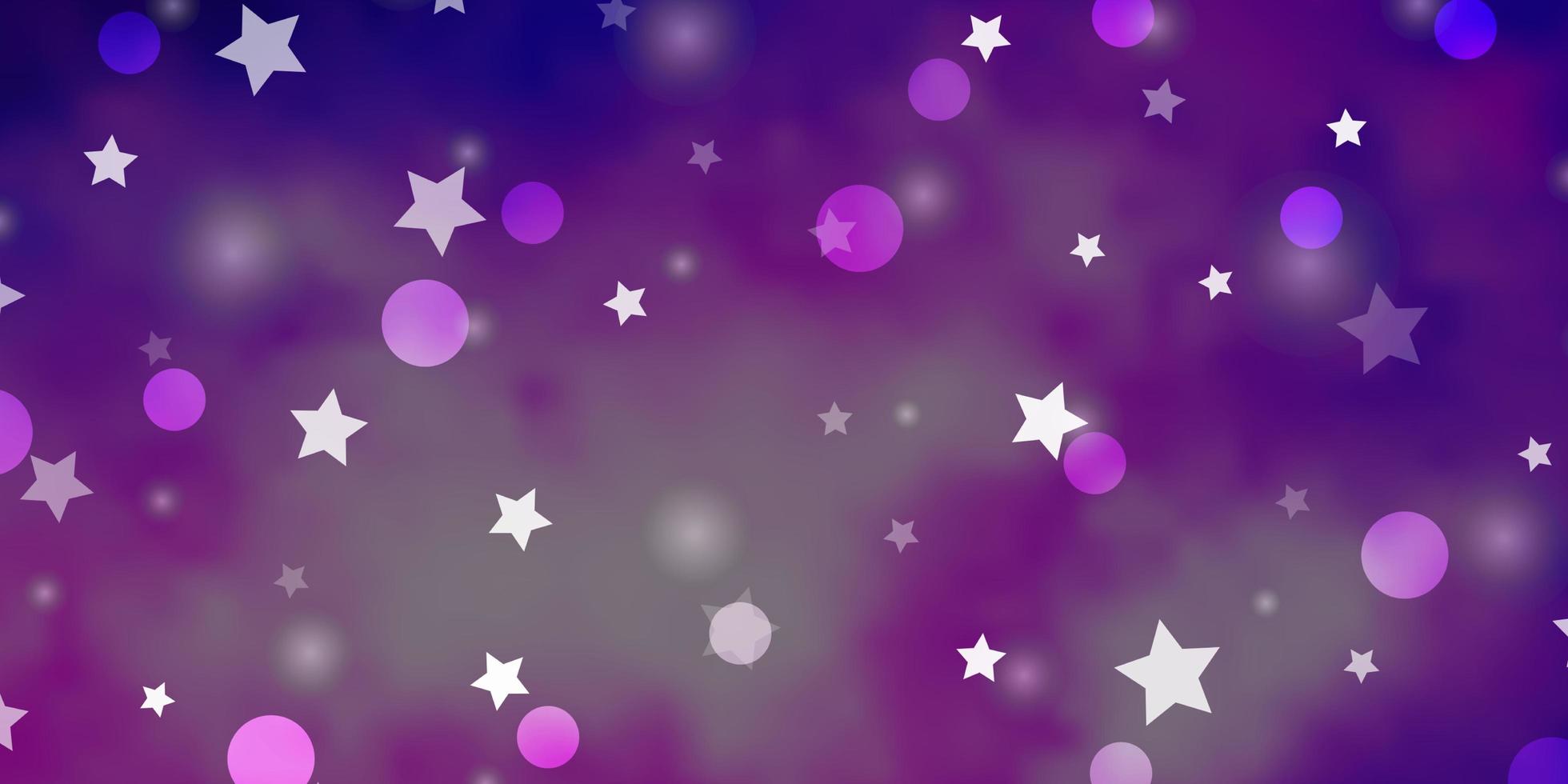 diseño de vector de color púrpura claro, rosa con círculos, estrellas.