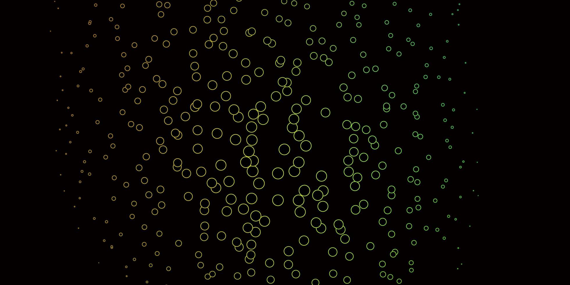 Fondo de vector verde oscuro, amarillo con burbujas.