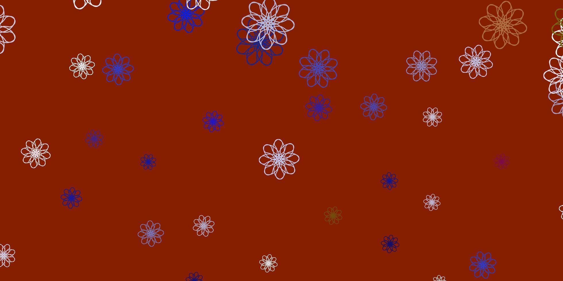 Light Blue, Yellow vector doodle pattern with flowers.