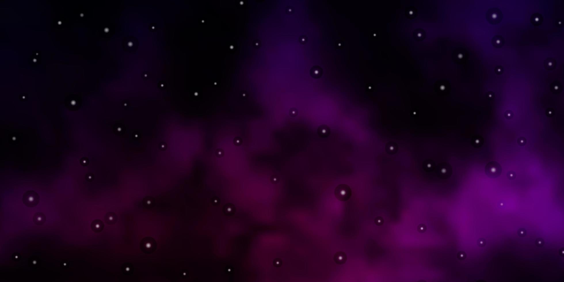 Dark Pink vector background with colorful stars.