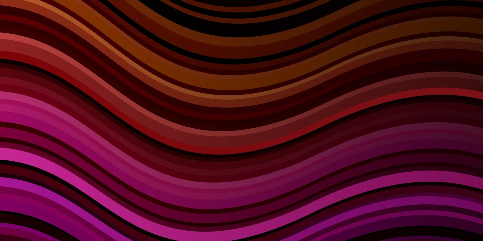 Dark Pink, Yellow vector background with curved lines.