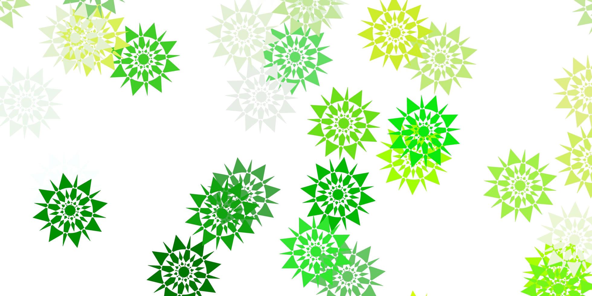 Light green, yellow vector background with christmas snowflakes.