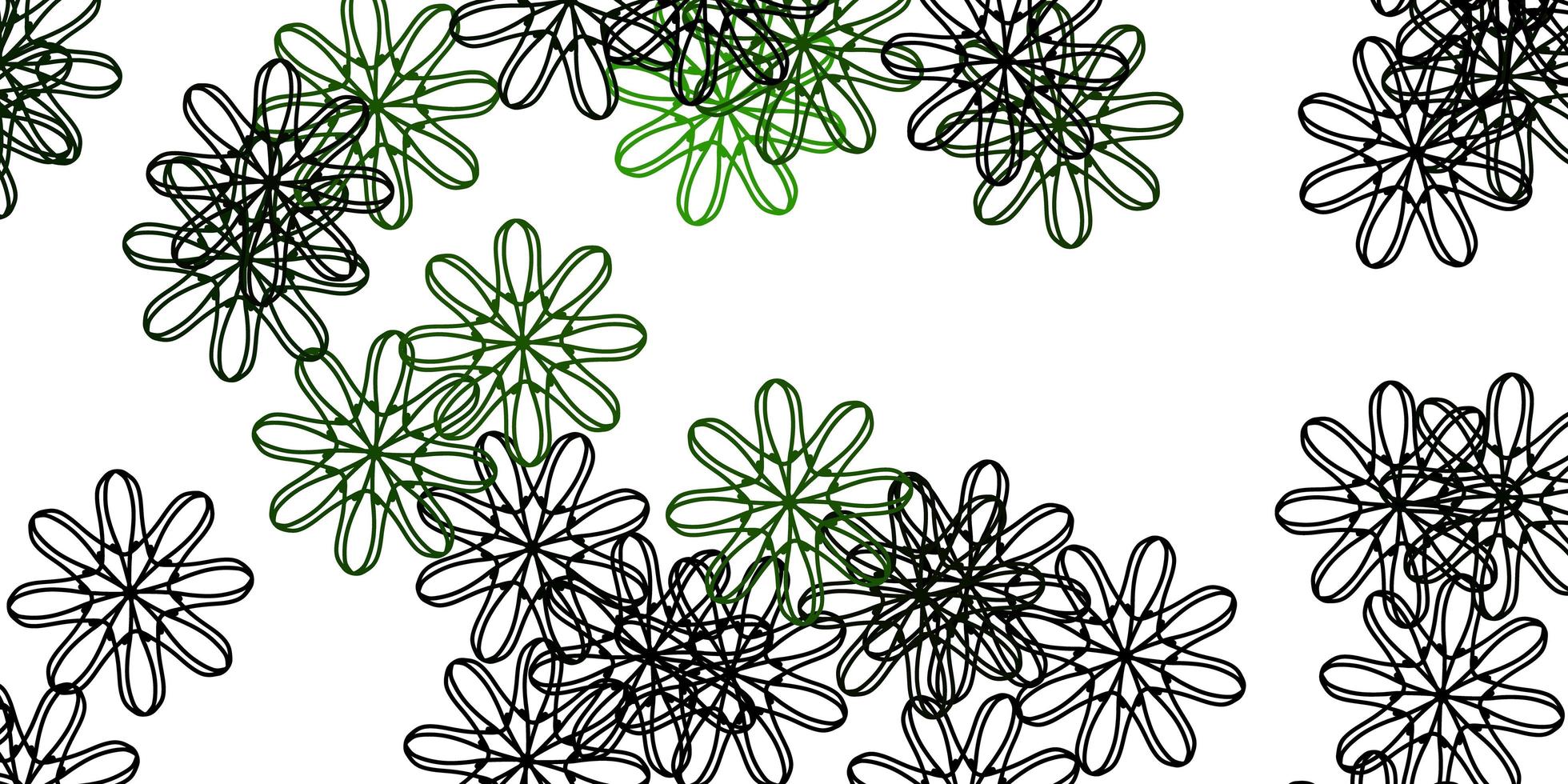 Light Green vector doodle template with flowers.