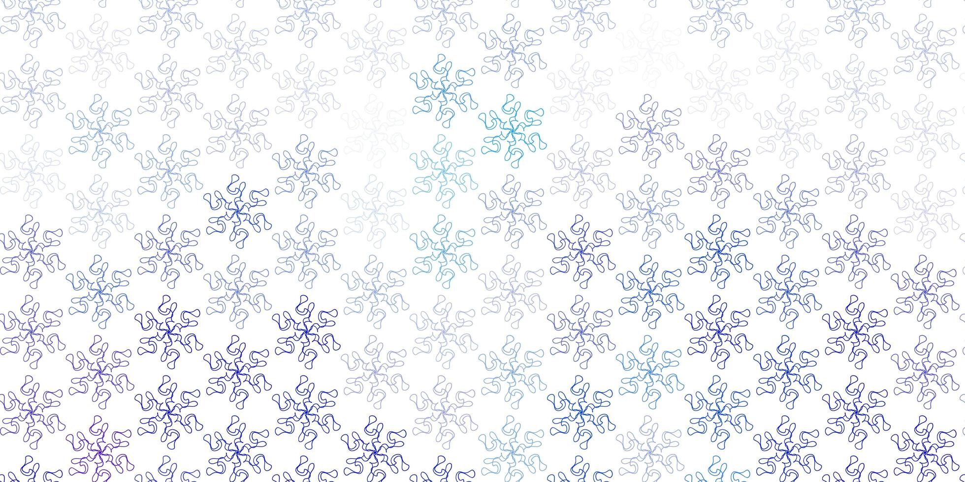 Light blue vector doodle template with flowers.