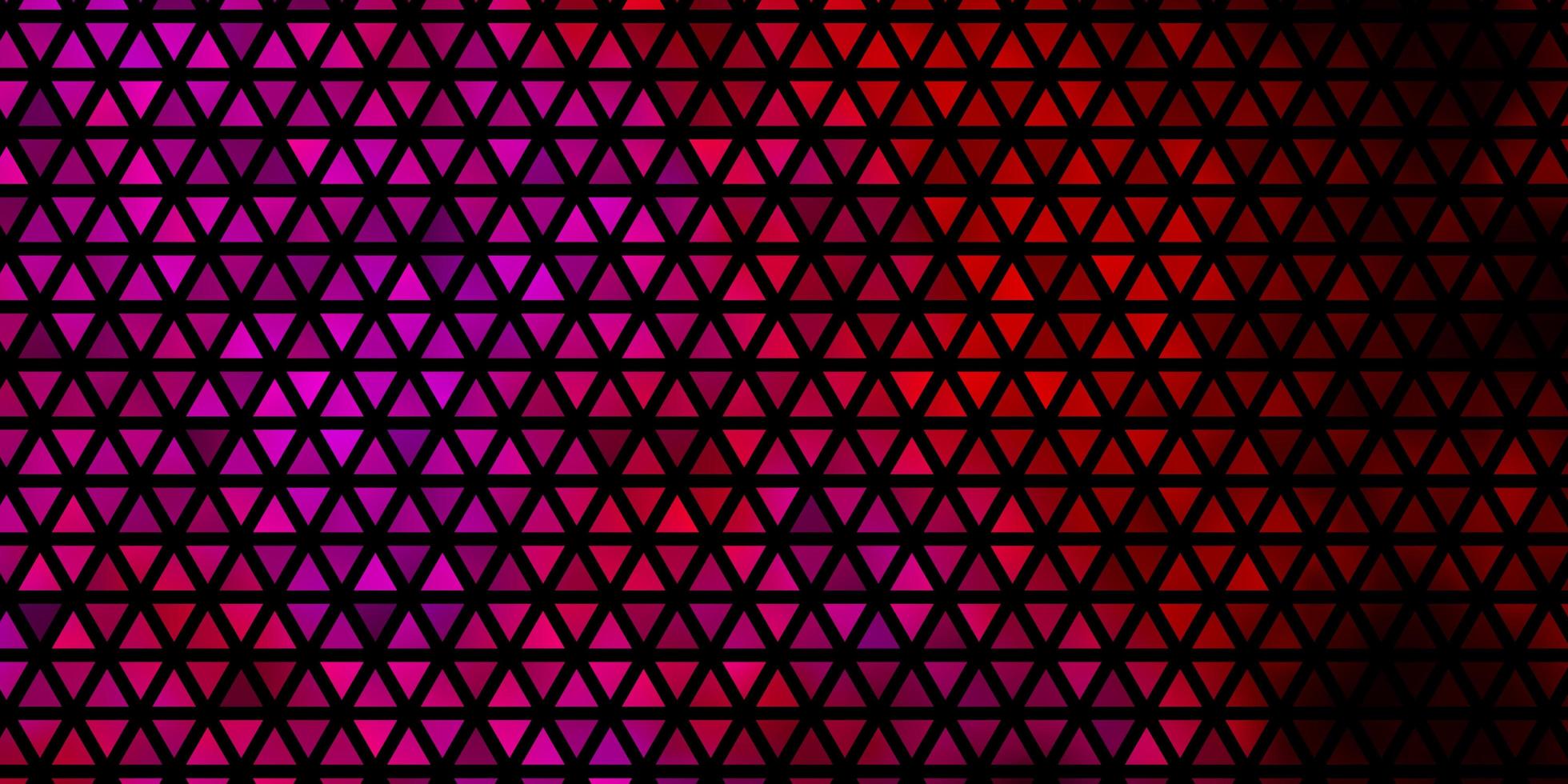 Telón de fondo de vector violeta, rosa oscuro con líneas, triángulos.