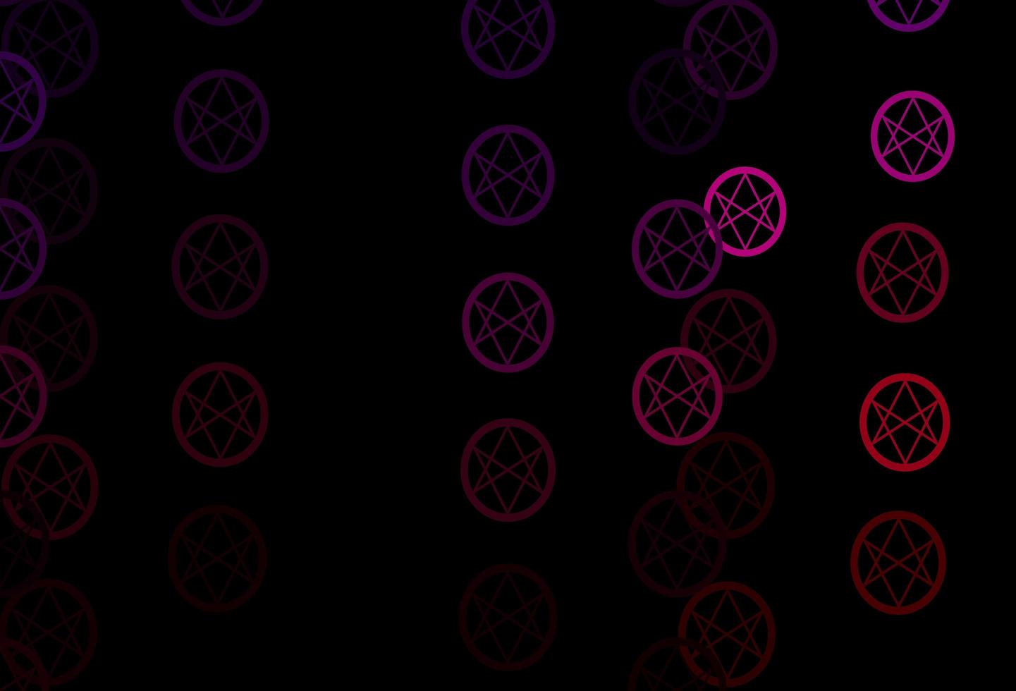 Dark Purple, Pink vector background with occult symbols.