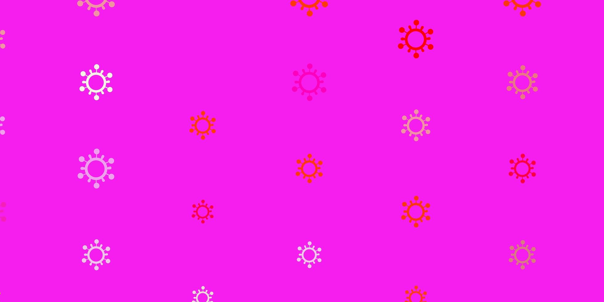 Fondo de vector rosa claro, amarillo con símbolos de virus