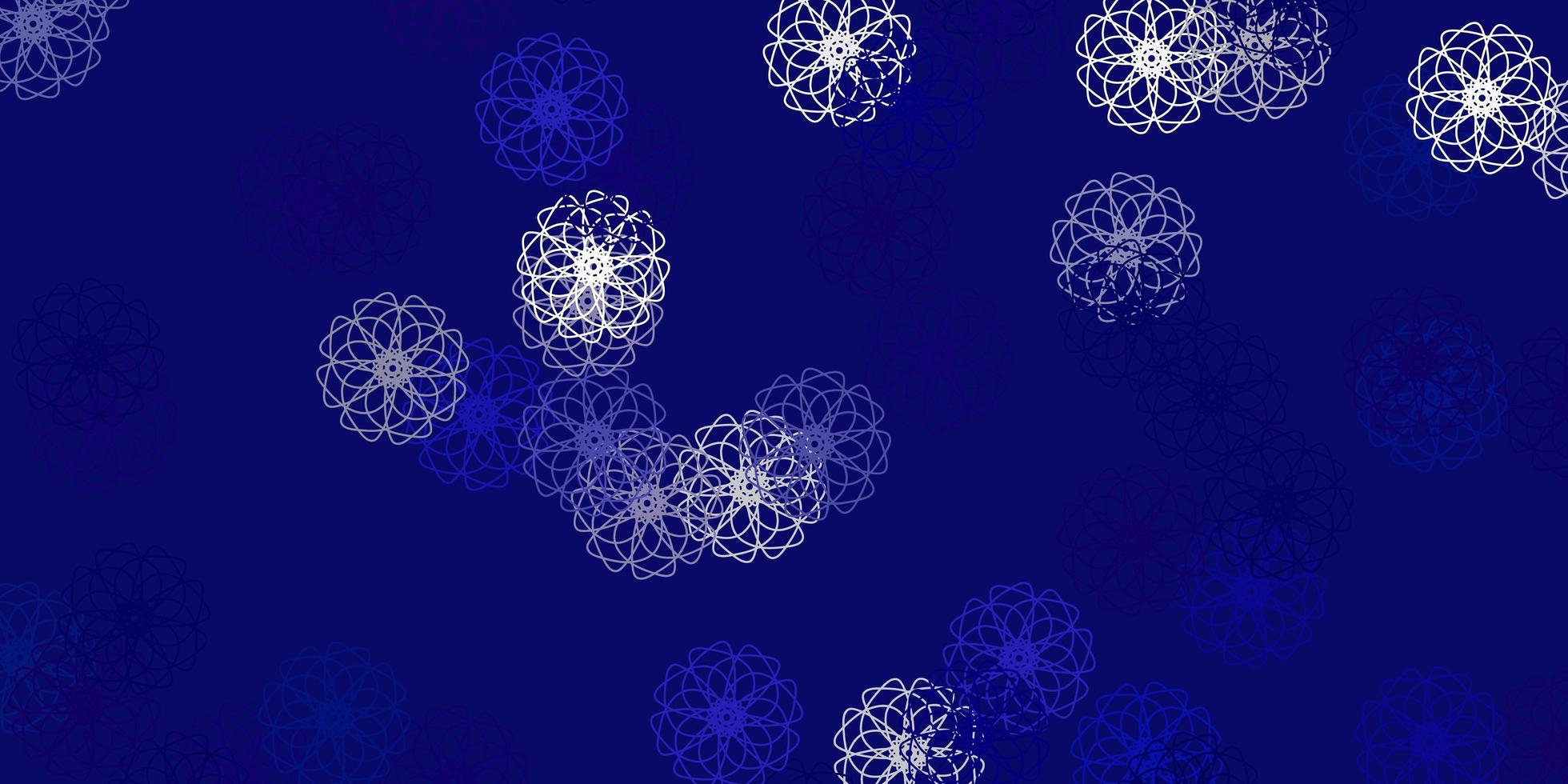 Light blue vector doodle template with flowers.