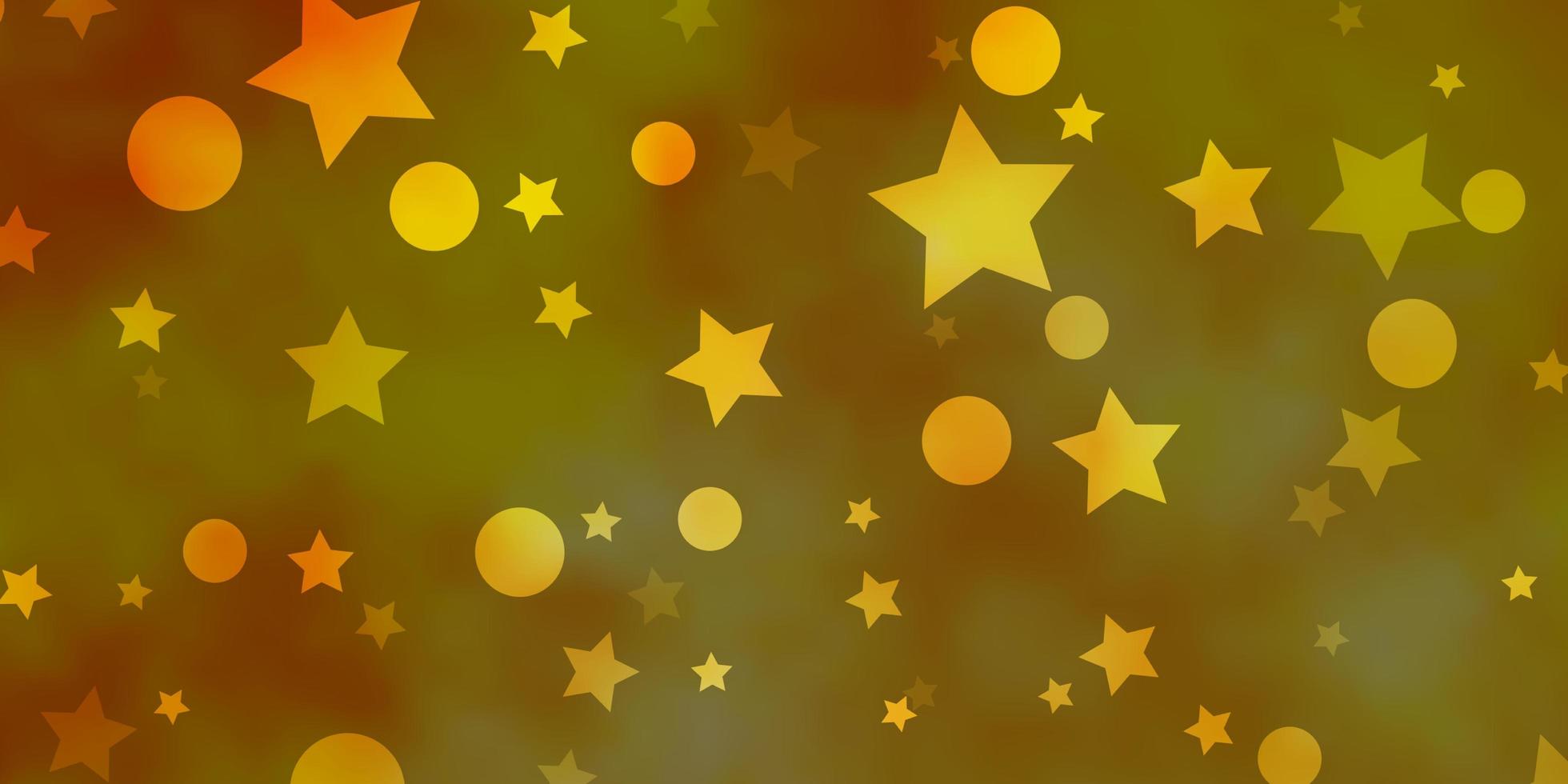 Light Orange vector pattern with circles, stars.