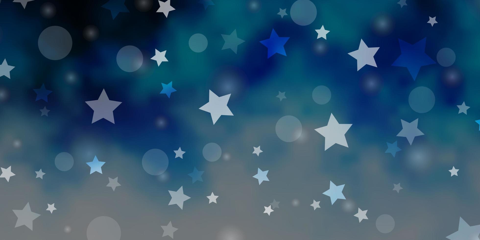 textura de vector azul claro con círculos, estrellas.