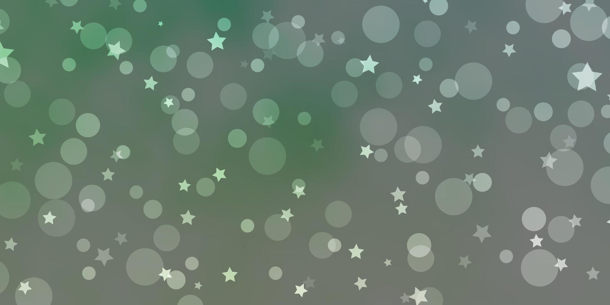 diseño de vector verde claro con círculos, estrellas.