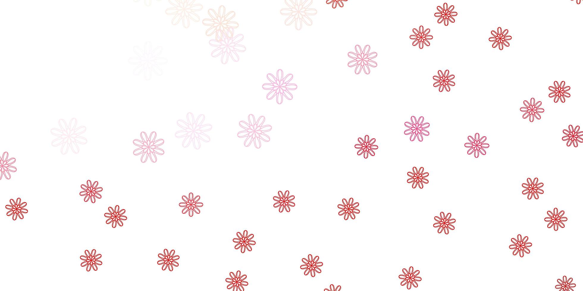 textura de doodle de vector rojo claro con flores.