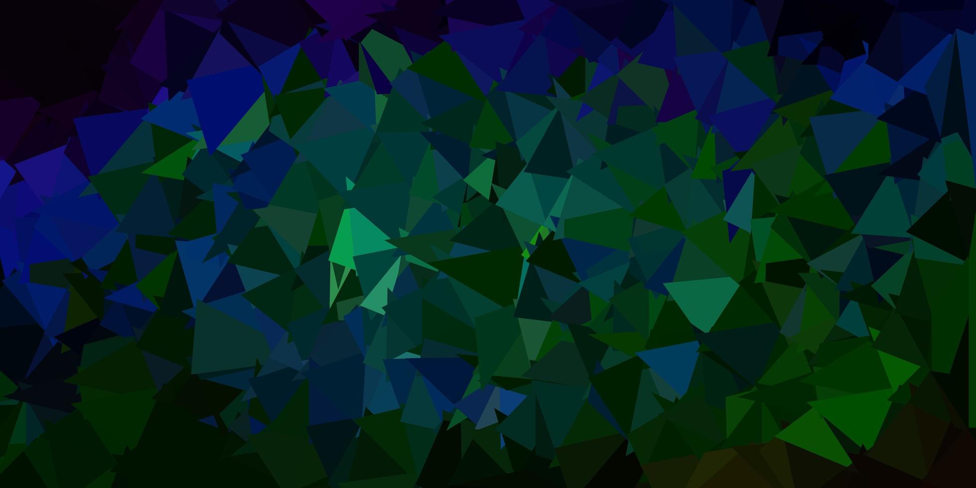 Dark blue, green vector polygonal pattern.