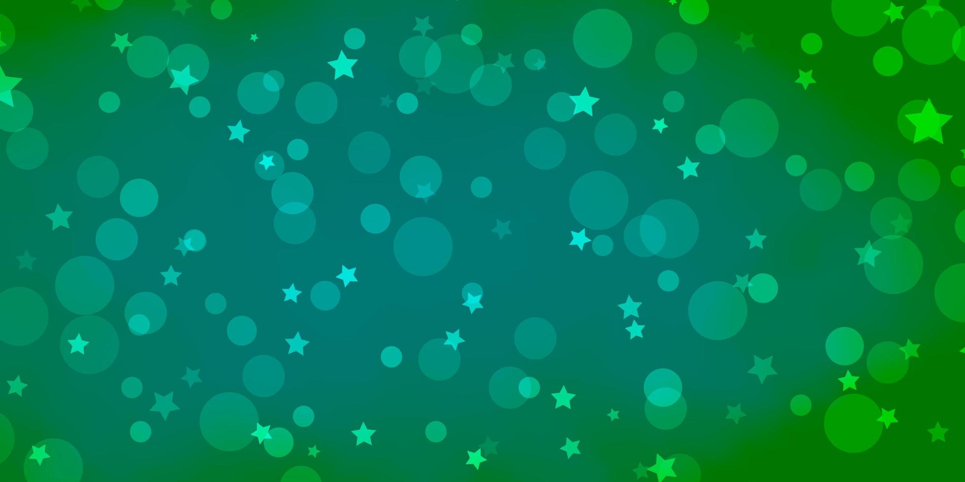 diseño de vector verde claro con círculos, estrellas.