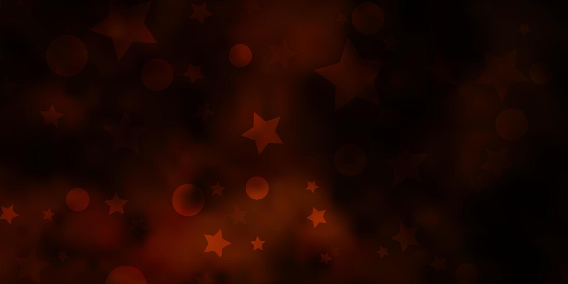 Dark Orange vector layout with circles, stars.