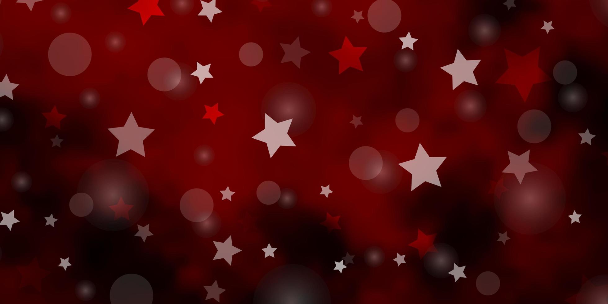 Dark Orange vector background with circles, stars.