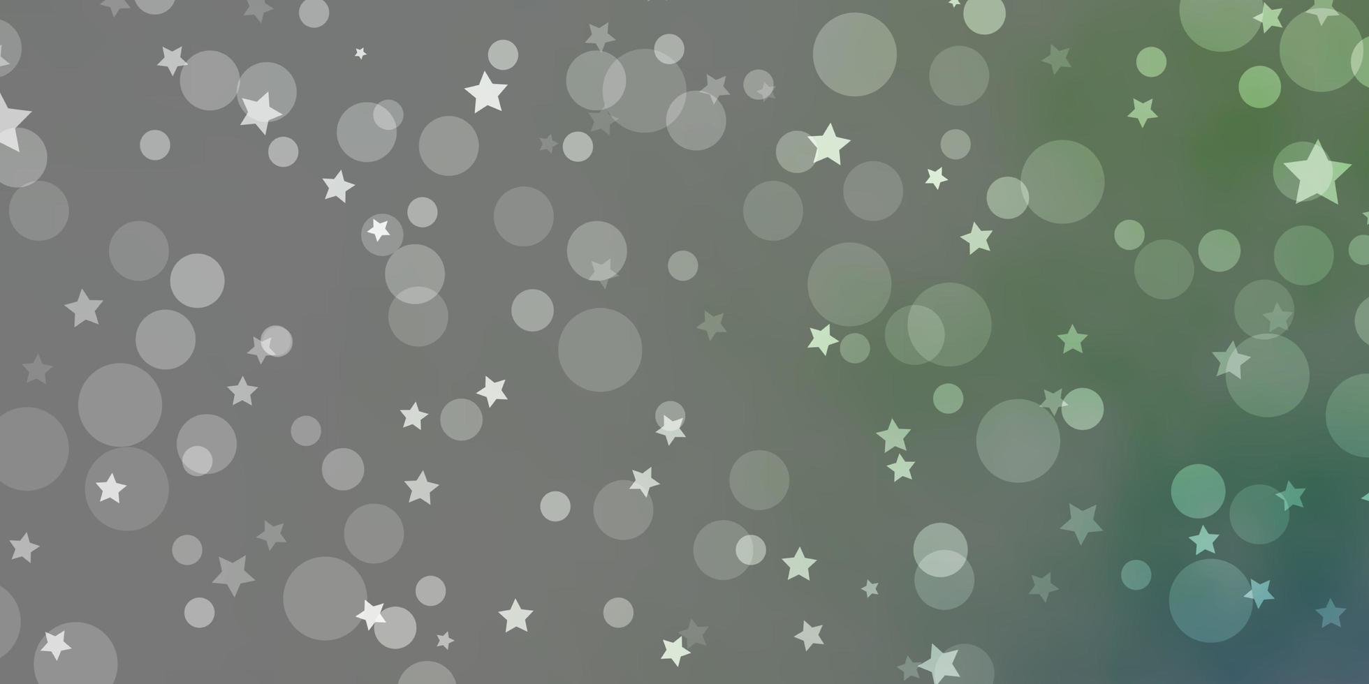 diseño de vector verde claro con círculos, estrellas.